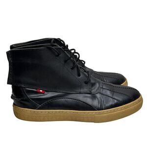 Oliberte Men's Size 9‎ Black Premium Leather High Top Sneakers Made in Africa
